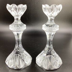 MIKASA Pirouette Czech Crystal Beautiful 2 Candle Holders Excellent Condition!!!